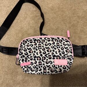 Leopard Print Crossbody Bag with Pink Accents